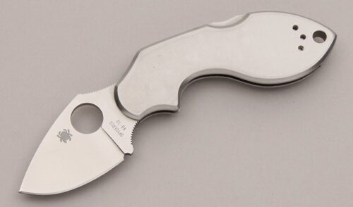 Spyderco Knives C110P Lava with Stainless Steel Frame handle material - Obverse Side - Item #KLC12396
