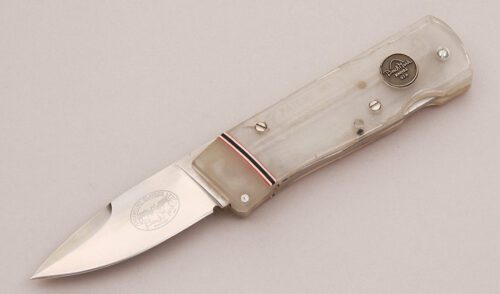 Bench Mark Knives Rolox with Clear Plastic Frame handle material - Obverse Side - Item #KLC12397