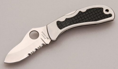 Spyderco Knives C32PS Spur Midlock Folder with Stainless Frame handle material - Obverse Side - Item #KLC12399