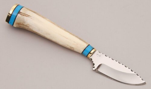 JRJ Hunter with Elk Antler Handle handle material - Obverse Side - Item #KLC12401