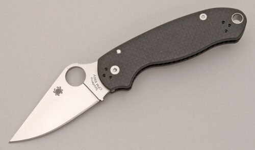 Spyderco Knives C223CF90VP Para 3 with Textured Carbon Fiber Scales handle material - Obverse Side - Item #KLC12409