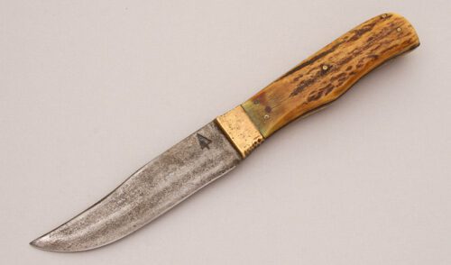 Unknown Maker Clip Point Hunter with Stag Handle Scales handle material - Obverse Side - Item #KLC12425