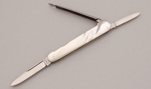 Bruckmann Knives Gents Lobster Pen Knife with Mother of Pearl Scales handle material - Obverse Side - Item #KLC12426