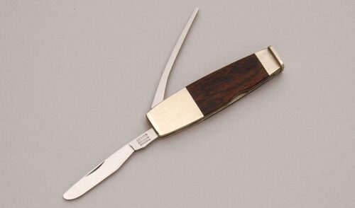 Gerber Knives Escort Smokers Knife with Zebra Wood Handle Scales handle material - Obverse Side - Item #KLC12435