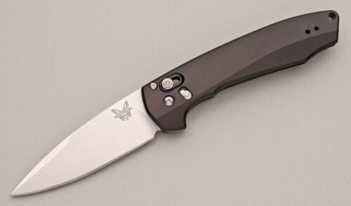 Benchmade Knives Amicus Flipper with Black Anodized Aluminum Frame handle material - Obverse Side - Item #KLC12440