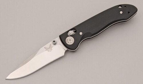 Benchmade Knives 698 Foray Axis with Black Textured G10 Scales handle material - Obverse Side - Item #KLC12441
