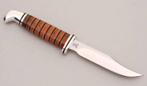 Buck Knives 102 Woodsman with Stacked Leather Handle handle material - Obverse Side - Item #KLC12444