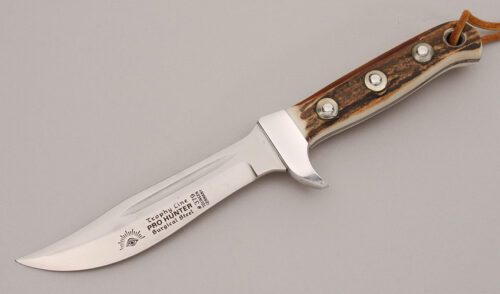 Eye Brand Knives Trophy Line Pro Hunter with Stag Handle Scales handle material - Obverse Side - Item #KLC12451