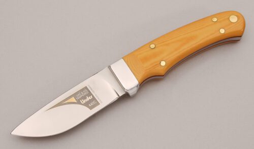 Linder Knives Drop Point Hunter with Ivory Micarta Scales handle material - Obverse Side - Item #KLC12452