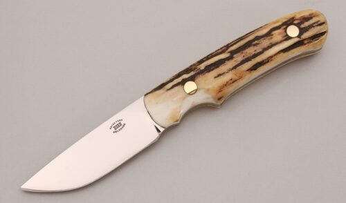 Horn Drop Point Hunter with Stag Handle Scales handle material - Obverse Side - Item #KLC12453