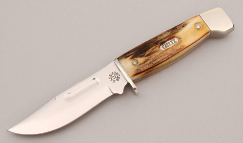 Case Cutlery 578-3 1/2 Slab Side Hunter with Stag Handle Scales handle material - Obverse Side - Item #KLC12454
