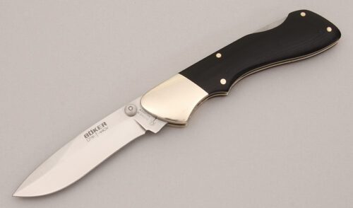 Boker Knives 2053 Lockback Folder with Black Micarta Handle Scales handle material - Obverse Side - Item #KLC12456