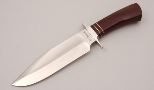 A.G. Russell Bowie with Burgandy Micarta Handle handle material - Obverse Side - Item #KLC12477