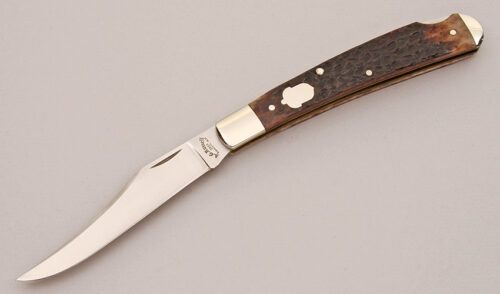 A.G. Russell Grandad's Lockback with Brown Jigged Bone Scales handle material - Obverse Side - Item #KLC12478