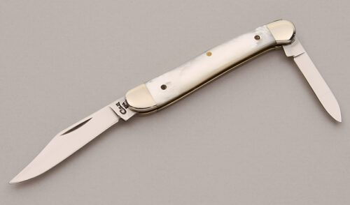 Case Cutlery Mini Copperhead with Mother of Pearl Scales handle material - Obverse Side - Item #KLC12480