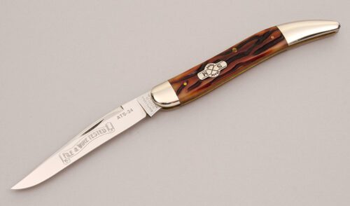 Schatt & Morgan 041120 Large Toothpick with Worm Groove Jigged Bone handle material - Obverse Side - Item #KLC12486