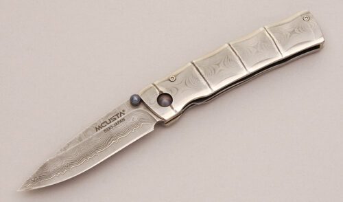 Mcusta Knives MC-33D Damascus Linerlock with Stainless Steel handle material - Obverse Side - Item #KLC12497