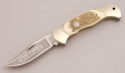 Boker Knives 2004 Lockback Folder with Stag Handle Scales handle material - Obverse Side - Item #KLC12498