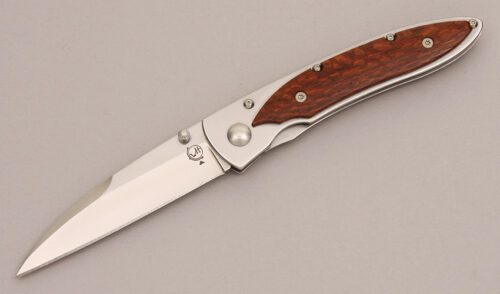 William Henry Knives SO7-AGR Linerlock Folder with Lacewood Scales handle material - Obverse Side - Item #KLC12499