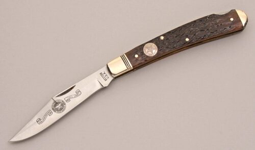 Western Cutlery 175th Anniv. Texas Ranger with Jigged Bone Handle Scales handle material - Obverse Side - Item #KLC12500