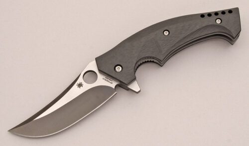 Spyderco Knives C196CGTIPO Mamba Flipper with Carbon Fiber Scales handle material - Obverse Side - Item #KLC12501