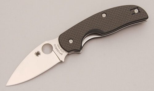 Spyderco Knives C125 Cat Linerlock with Carbon Fiber Scales handle material - Obverse Side - Item #KLC12505