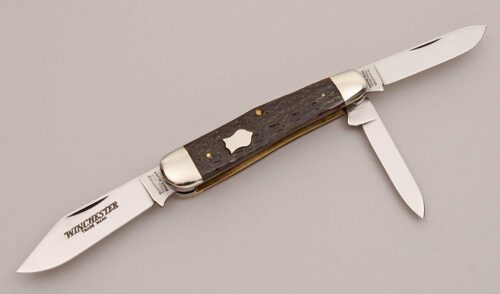 Winchester Knives W1 3904 Whittler with Brown Jigged Bone Scales handle material - Obverse Side - Item #KLC12523