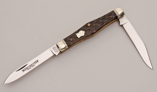 Winchester Knives W15 2967 Texas Jack with Peach Seed Jigged Bone handle material - Obverse Side - Item #KLC12525