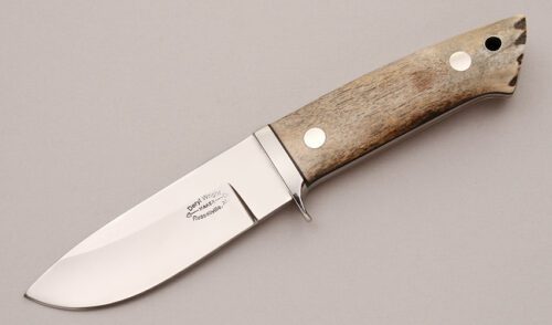 Deryl Wright Drop Point Hunter with Smooth Stag Handle Scales handle material - Obverse Side - Item #KLC12547