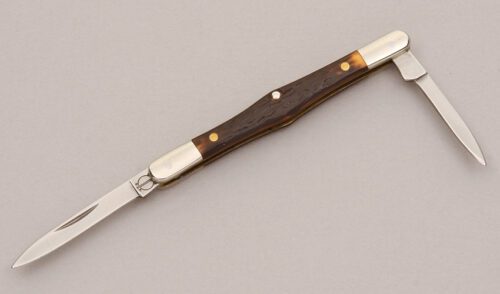 Remington Knives Two Blade Pen-D Balloon Pen with Jigged Delrin Handle Scales handle material - Obverse Side - Item #KLC12550
