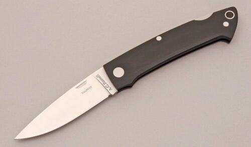 A.G. Russell Gents Lockback Folder with Ebony Rucarta handle material - Obverse Side - Item #KLC12554