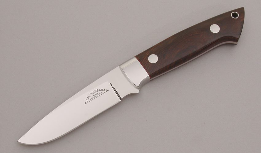 Stan Fujisaka Drop Point Hunter with Desert Ironwood Scales handle material - Obverse Side - Item #KLC12567