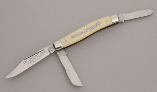 Schrade Cutlery CM-1 Kentucky Rifle with Ivory Delrin Scales handle material - Obverse Side - Item #KLC12570