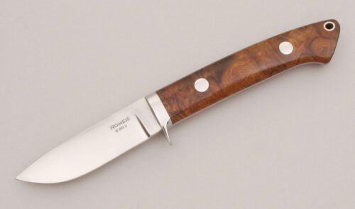 Gordon Romeis Drop Point Hunter with Desert Ironwood Burl Scales handle material - Obverse Side - Item #KLC12587