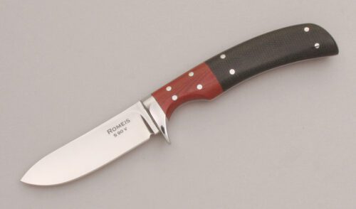 Gordon Romeis Small Custom Semi-Skinner with Red and Black Micarta Scales handle material - Obverse Side - Item #KLC12588