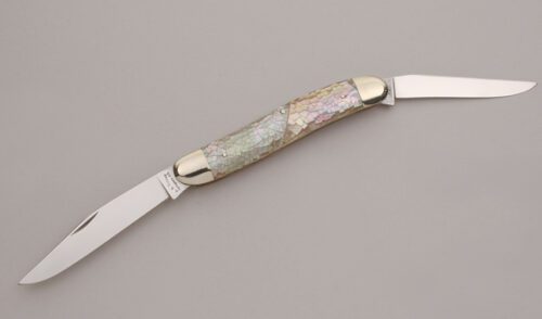 A.G. Russell Super Muskrat with Brown Shocked Pearl Scales handle material - Obverse Side - Item #KLC12591