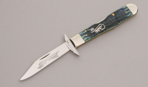 Case Cutlery 6111 1/2 L Cheetah with Blue Jigged Bone Scales handle material - Obverse Side - Item #KLC12595