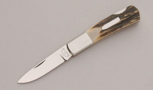 A.G. Russell Modern Barlow Lockback with Stag Handle Scales handle material - Obverse Side - Item #KLC12597
