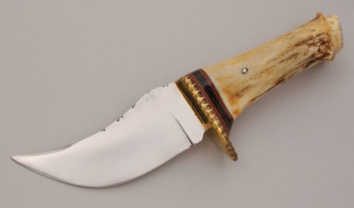Bill Lassiter Custom Skinner with White Tail Stag Crown Handle handle material - Obverse Side - Item #KLC12601