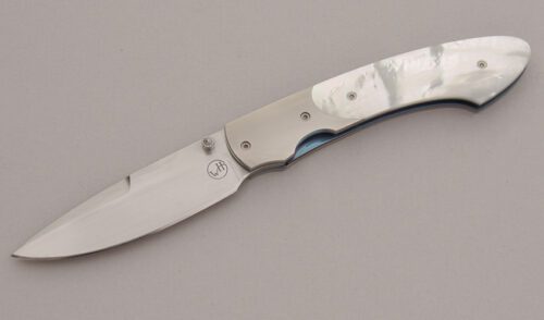 William Henry Knives T12-P Linerlock Folder with Mother of Pearl Scales handle material - Obverse Side - Item #KLC12619