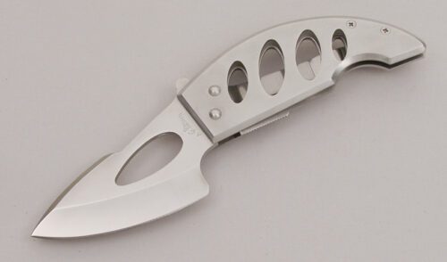 A.G. Russell City Knife with Stainless Skeletal Frame handle material - Obverse Side - Item #KLC12627