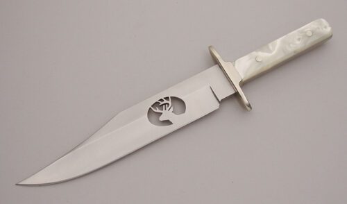 Buck Knives B916 Bowie with Faux Pearl Handles handle material - Obverse Side - Item #KLC12630