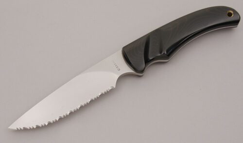 G. Sakai Cutlery Hunter with Black & Brown Micarta Scales handle material - Obverse Side - Item #KLC12638