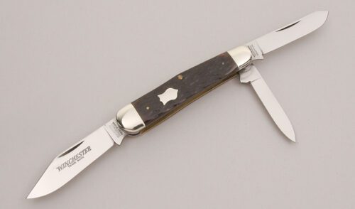 Winchester Knives W15 3904 Whittler with Brown Jigged Bone Scales handle material - Obverse Side - Item #KLC12646