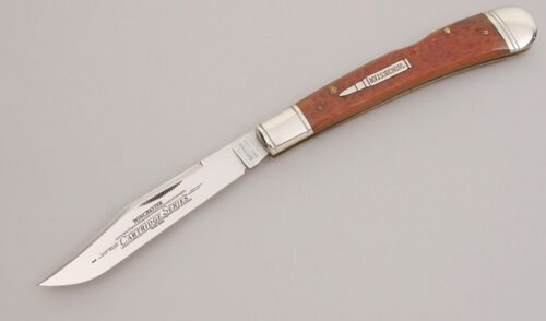 Winchester Knives W18 19107 Cartridge Series with Orange Jigged Bone Scales handle material - Obverse Side - Item #KLC12649