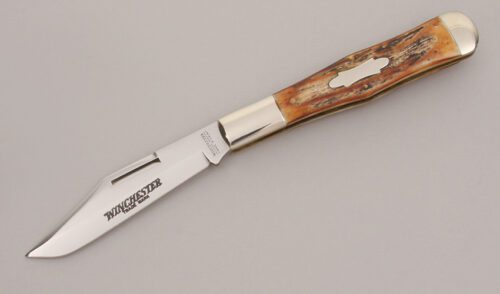 Winchester Knives W15 1920 Coke Bottle Folder with Stag Handle Scales handle material - Obverse Side - Item #KLC12654