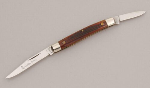 Queen Cutlery #43 Gents Pen Knife with Winterbottom Jigged Bone handle material - Obverse Side - Item #KLC12665