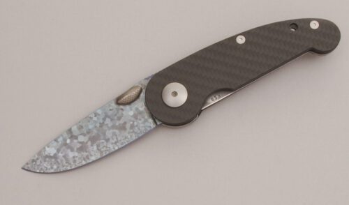 Boker Knives Orion Liner Lock Folder with Carbon Fiber Frame handle material - Obverse Side - Item #KLC12674