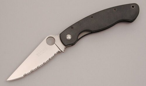 Spyderco Knives C36GSE Military with G-10 Handle Scales handle material - Obverse Side - Item #KLC12684