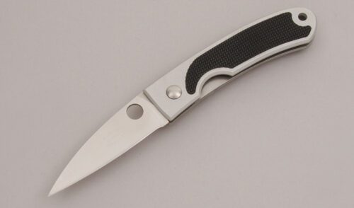 Spyderco Knives C25PBK Centofante Linerlock with Aluminum Handle Scales handle material - Obverse Side - Item #KLC12686